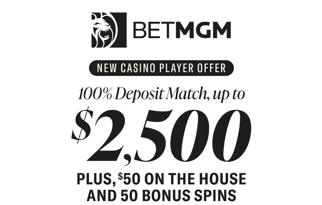 100% Deposit Match Up To $2,500 Plus, $50 On the House and 50 Bonus Spins