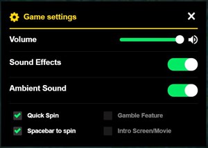 settings panel