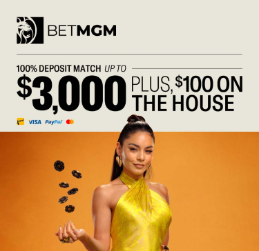 100% Deposit Match Up To $3,000 Plus, $100 On the House